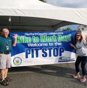 Harford County Rideshare Organizer Alan Doran helped organize a fantastic Pit Stop in Bel Air to kick off National Bike to Work Day on Friday.